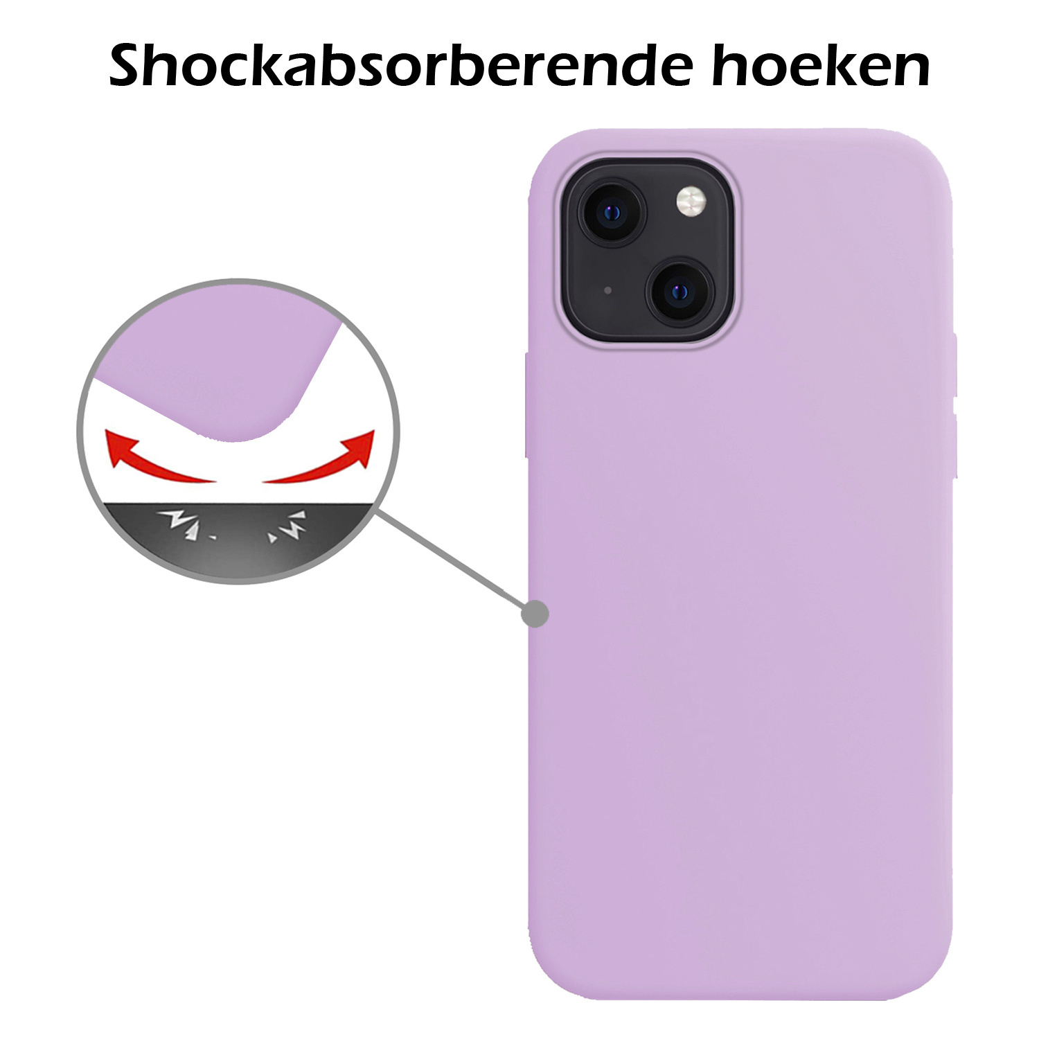 Nomfy Hoesje Geschikt voor iPhone 15 Hoesje Siliconen Cover Case Met Screenprotector - Hoes Geschikt voor iPhone 15 Hoes Back Case - Lila