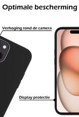 Nomfy Hoesje Geschikt voor iPhone 15 Hoesje Siliconen Cover Case Met Screenprotector - Hoes Geschikt voor iPhone 15 Hoes Back Case - Zwart