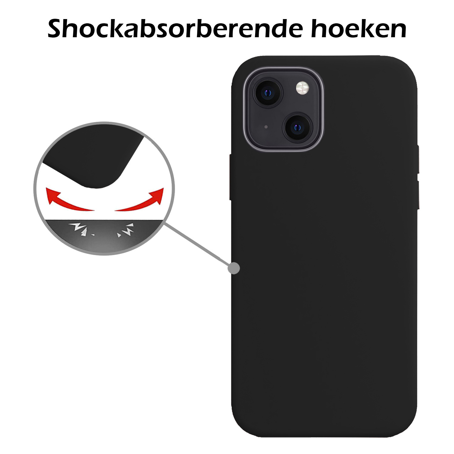 Nomfy Hoesje Geschikt voor iPhone 15 Hoesje Siliconen Cover Case Met Screenprotector - Hoes Geschikt voor iPhone 15 Hoes Back Case - Zwart