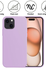 Nomfy Hoesje Geschikt voor iPhone 15 Hoesje Siliconen Cover Case Met 2x Screenprotector - Hoes Geschikt voor iPhone 15 Hoes Back Case - Lila