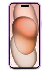 Nomfy Hoesje Geschikt voor iPhone 15 Hoesje Siliconen Cover Case Met 2x Screenprotector - Hoes Geschikt voor iPhone 15 Hoes Back Case - Lila