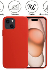 Nomfy Hoesje Geschikt voor iPhone 15 Hoesje Siliconen Cover Case Met 2x Screenprotector - Hoes Geschikt voor iPhone 15 Hoes Back Case - Rood