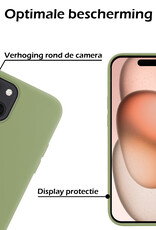Nomfy Hoesje Geschikt voor iPhone 15 Plus Hoesje Siliconen Cover Case Met Screenprotector - Hoes Geschikt voor iPhone 15 Plus Hoes Back Case - Groen