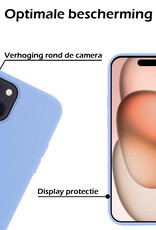Nomfy Hoesje Geschikt voor iPhone 15 Plus Hoesje Siliconen Cover Case Met 2x Screenprotector - Hoes Geschikt voor iPhone 15 Plus Hoes Back Case - Lichtblauw