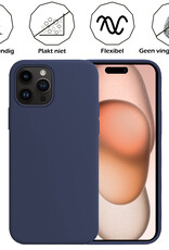 Nomfy Hoesje Geschikt voor iPhone 15 Pro Hoesje Siliconen Cover Case Met Screenprotector - Hoes Geschikt voor iPhone 15 Pro Hoes Back Case - Donkerblauw