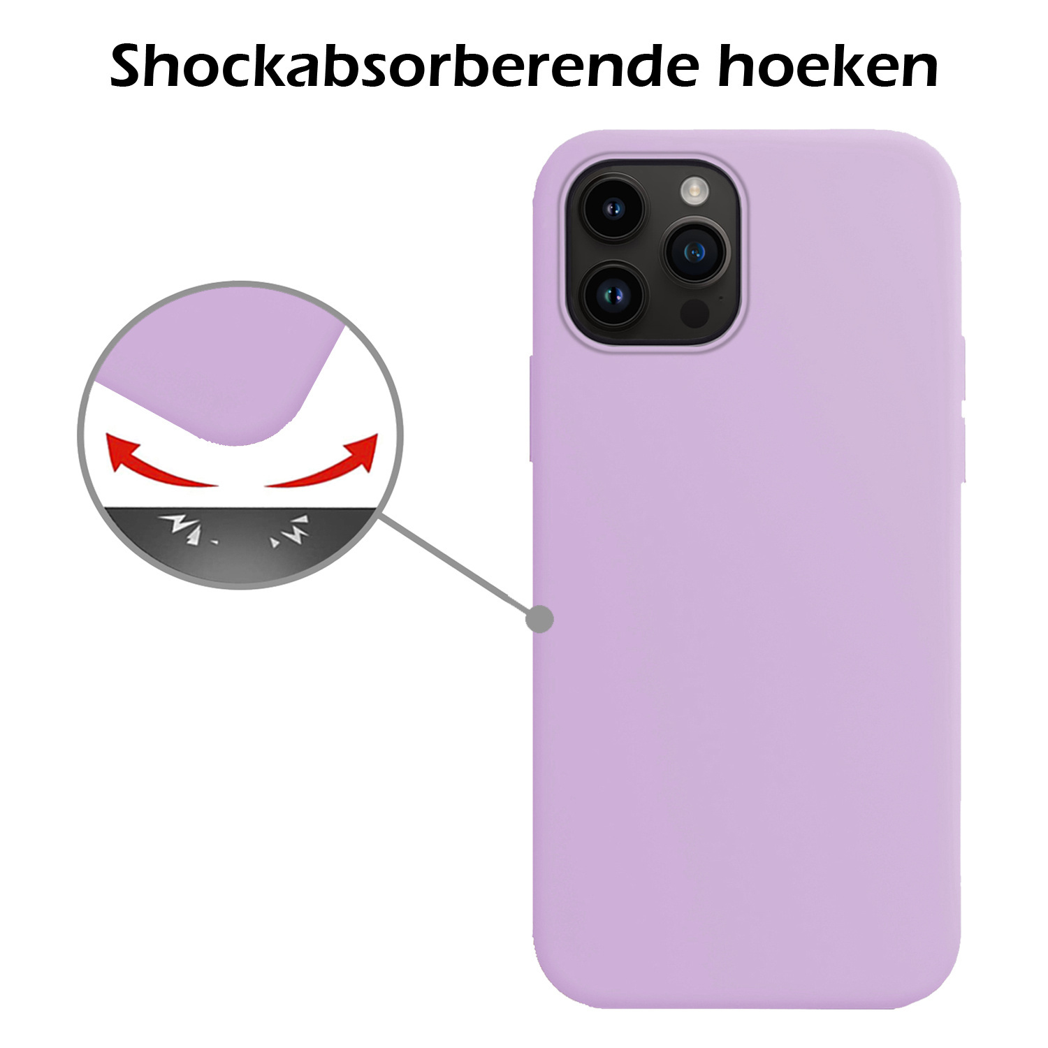 Nomfy Hoesje Geschikt voor iPhone 15 Pro Hoesje Siliconen Cover Case Met Screenprotector - Hoes Geschikt voor iPhone 15 Pro Hoes Back Case - Lila