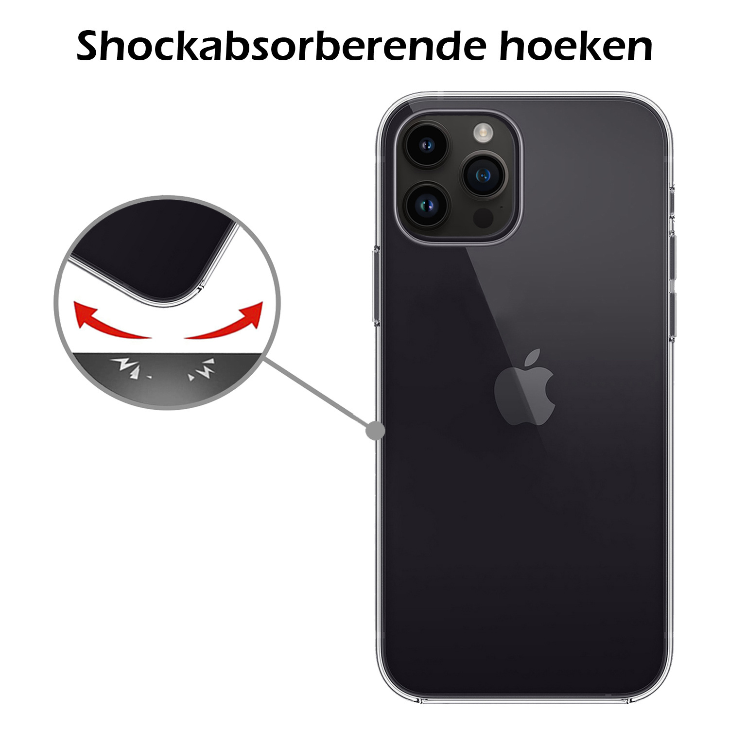 Nomfy Hoesje Geschikt voor iPhone 15 Pro Hoesje Siliconen Cover Case Met Screenprotector - Hoes Geschikt voor iPhone 15 Pro Hoes Back Case - Transparant