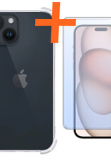 Nomfy Hoesje Geschikt voor iPhone 15 Hoesje Shock Proof Cover Case Shockproof Met Screenprotector - Hoes Geschikt voor iPhone 15 Hoes Siliconen Back Case - Transparant