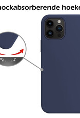 Nomfy Hoesje Geschikt voor iPhone 15 Pro Hoesje Siliconen Cover Case Met 2x Screenprotector - Hoes Geschikt voor iPhone 15 Pro Hoes Back Case - Donkerblauw