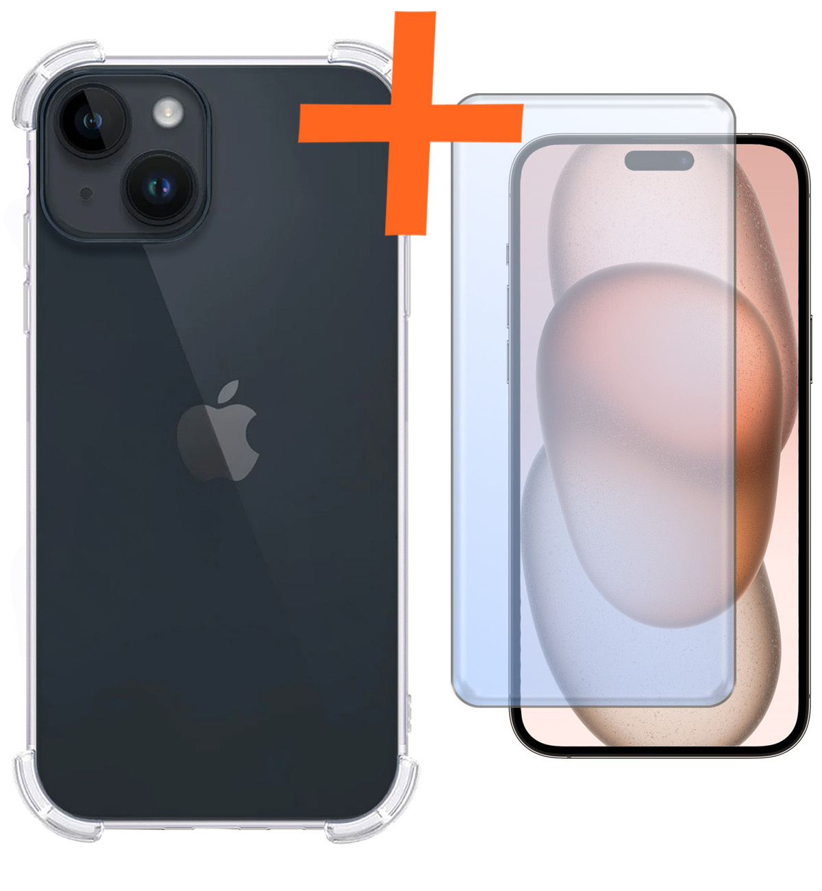 Nomfy Hoesje Geschikt voor iPhone 15 Plus Hoesje Shock Proof Cover Case Shockproof Met Screenprotector - Hoes Geschikt voor iPhone 15 Plus Hoes Siliconen Back Case - Transparant