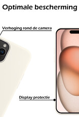 Nomfy Hoesje Geschikt voor iPhone 15 Pro Hoesje Siliconen Cover Case Met 2x Screenprotector - Hoes Geschikt voor iPhone 15 Pro Hoes Back Case - Wit