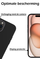 Nomfy Hoesje Geschikt voor iPhone 15 Pro Hoesje Siliconen Cover Case Met 2x Screenprotector - Hoes Geschikt voor iPhone 15 Pro Hoes Back Case - Zwart