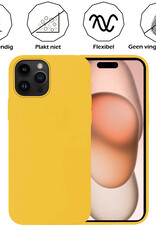 Nomfy Hoesje Geschikt voor iPhone 15 Pro Max Hoesje Siliconen Cover Case Met Screenprotector - Hoes Geschikt voor iPhone 15 Pro Max Hoes Back Case - Geel