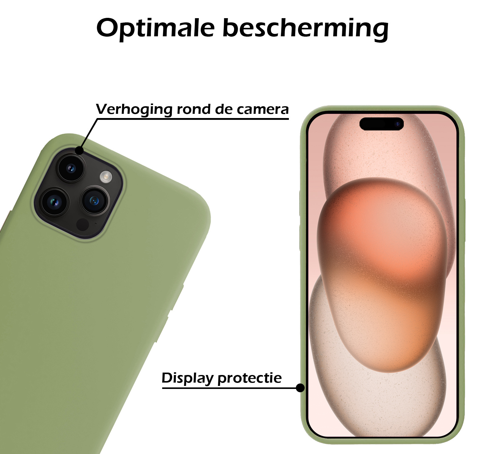 Nomfy Hoesje Geschikt voor iPhone 15 Pro Max Hoesje Siliconen Cover Case Met Screenprotector - Hoes Geschikt voor iPhone 15 Pro Max Hoes Back Case - Groen