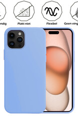 Nomfy Hoesje Geschikt voor iPhone 15 Pro Max Hoesje Siliconen Cover Case Met Screenprotector - Hoes Geschikt voor iPhone 15 Pro Max Hoes Back Case - Lichtblauw