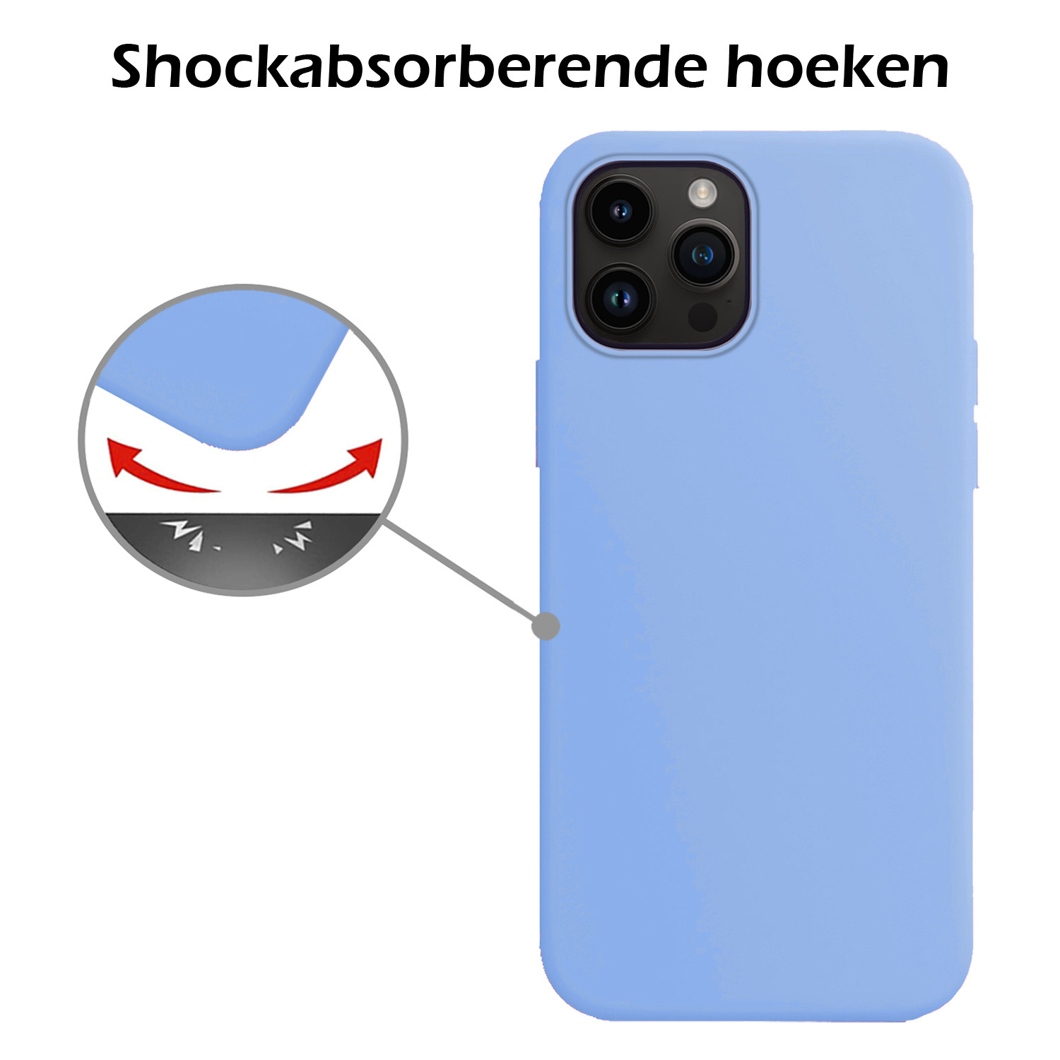 Nomfy Hoesje Geschikt voor iPhone 15 Pro Max Hoesje Siliconen Cover Case Met Screenprotector - Hoes Geschikt voor iPhone 15 Pro Max Hoes Back Case - Lichtblauw