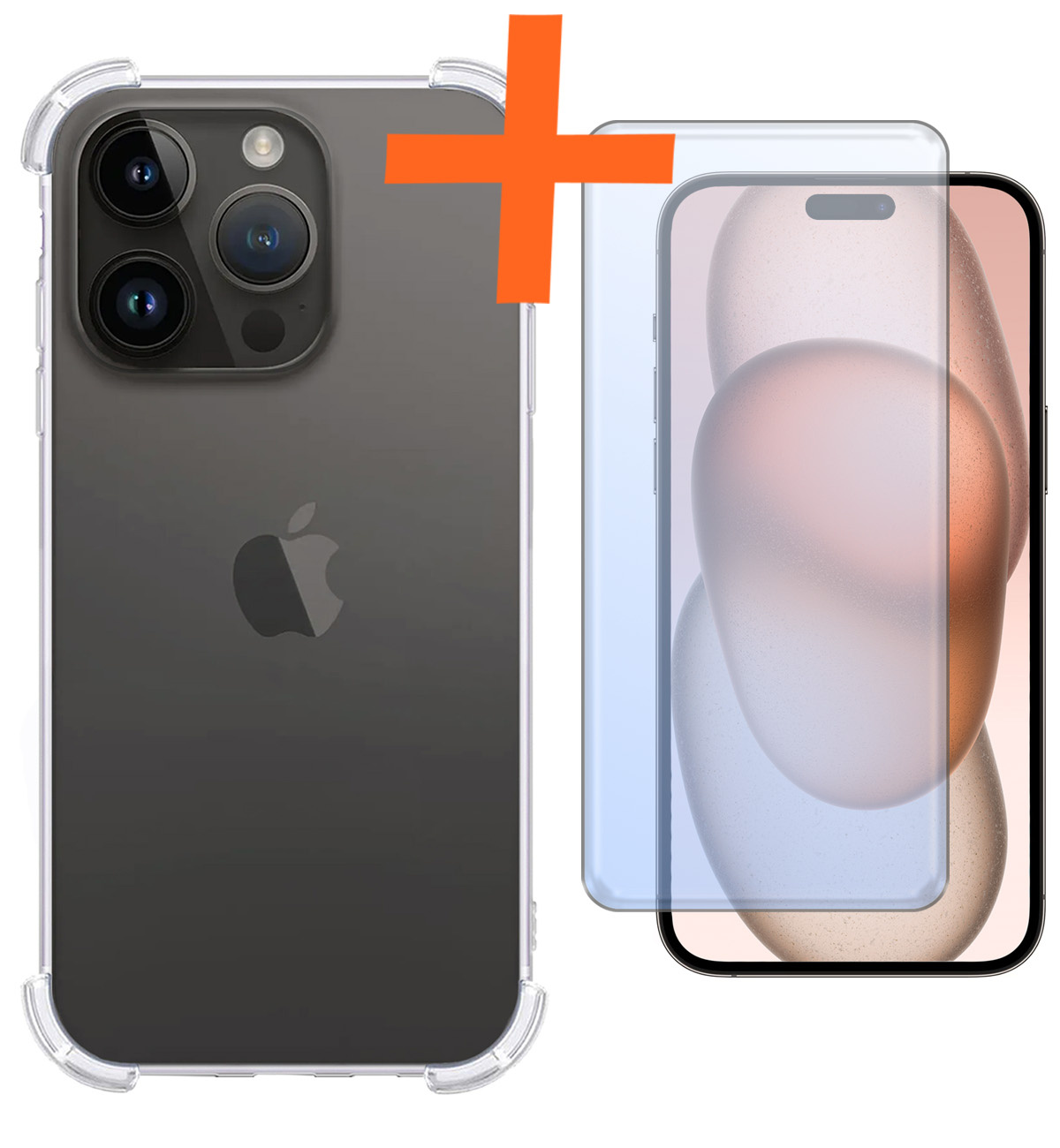 Nomfy Hoesje Geschikt voor iPhone 15 Pro Hoesje Shock Proof Cover Case Shockproof Met Screenprotector - Hoes Geschikt voor iPhone 15 Pro Hoes Siliconen Back Case - Transparant