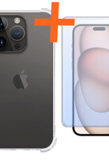 Nomfy Hoesje Geschikt voor iPhone 15 Pro Max Hoesje Shock Proof Cover Case Shockproof Met Screenprotector - Hoes Geschikt voor iPhone 15 Pro Max Hoes Siliconen Back Case - Transparant