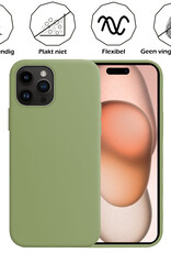 Nomfy Hoesje Geschikt voor iPhone 15 Pro Max Hoesje Siliconen Cover Case Met 2x Screenprotector - Hoes Geschikt voor iPhone 15 Pro Max Hoes Back Case - Groen