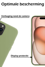 Nomfy Hoesje Geschikt voor iPhone 15 Pro Max Hoesje Siliconen Cover Case Met 2x Screenprotector - Hoes Geschikt voor iPhone 15 Pro Max Hoes Back Case - Groen