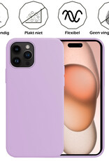 Nomfy Hoesje Geschikt voor iPhone 15 Pro Max Hoesje Siliconen Cover Case Met 2x Screenprotector - Hoes Geschikt voor iPhone 15 Pro Max Hoes Back Case - Lila