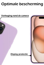 Nomfy Hoesje Geschikt voor iPhone 15 Pro Max Hoesje Siliconen Cover Case Met 2x Screenprotector - Hoes Geschikt voor iPhone 15 Pro Max Hoes Back Case - Lila