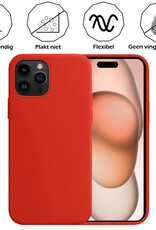 Nomfy Hoesje Geschikt voor iPhone 15 Pro Max Hoesje Siliconen Cover Case Met 2x Screenprotector - Hoes Geschikt voor iPhone 15 Pro Max Hoes Back Case - Rood