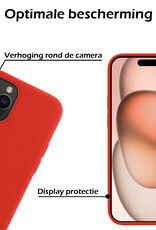 Nomfy Hoesje Geschikt voor iPhone 15 Pro Max Hoesje Siliconen Cover Case Met 2x Screenprotector - Hoes Geschikt voor iPhone 15 Pro Max Hoes Back Case - Rood