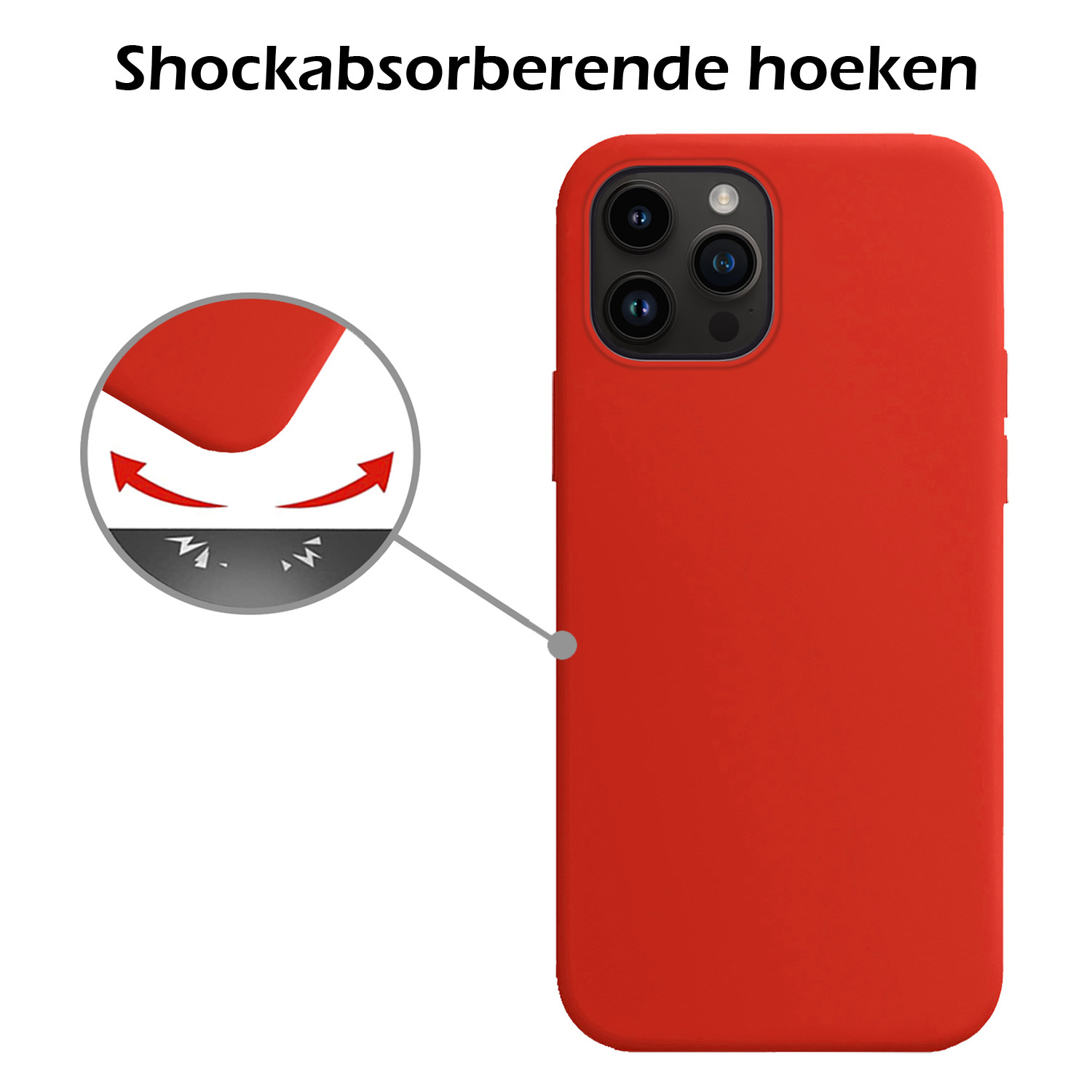 Nomfy Hoesje Geschikt voor iPhone 15 Pro Max Hoesje Siliconen Cover Case Met 2x Screenprotector - Hoes Geschikt voor iPhone 15 Pro Max Hoes Back Case - Rood