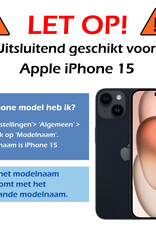 Nomfy Hoesje Geschikt voor iPhone 15 Hoes Bookcase Flipcase Book Cover Met 2x Screenprotector - Hoes Geschikt voor iPhone 15 Hoesje Book Case - Donkerroze