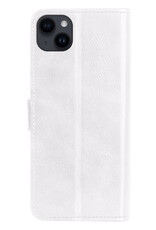 Nomfy Hoesje Geschikt voor iPhone 15 Hoes Bookcase Flipcase Book Cover Met 2x Screenprotector - Hoes Geschikt voor iPhone 15 Hoesje Book Case - Wit