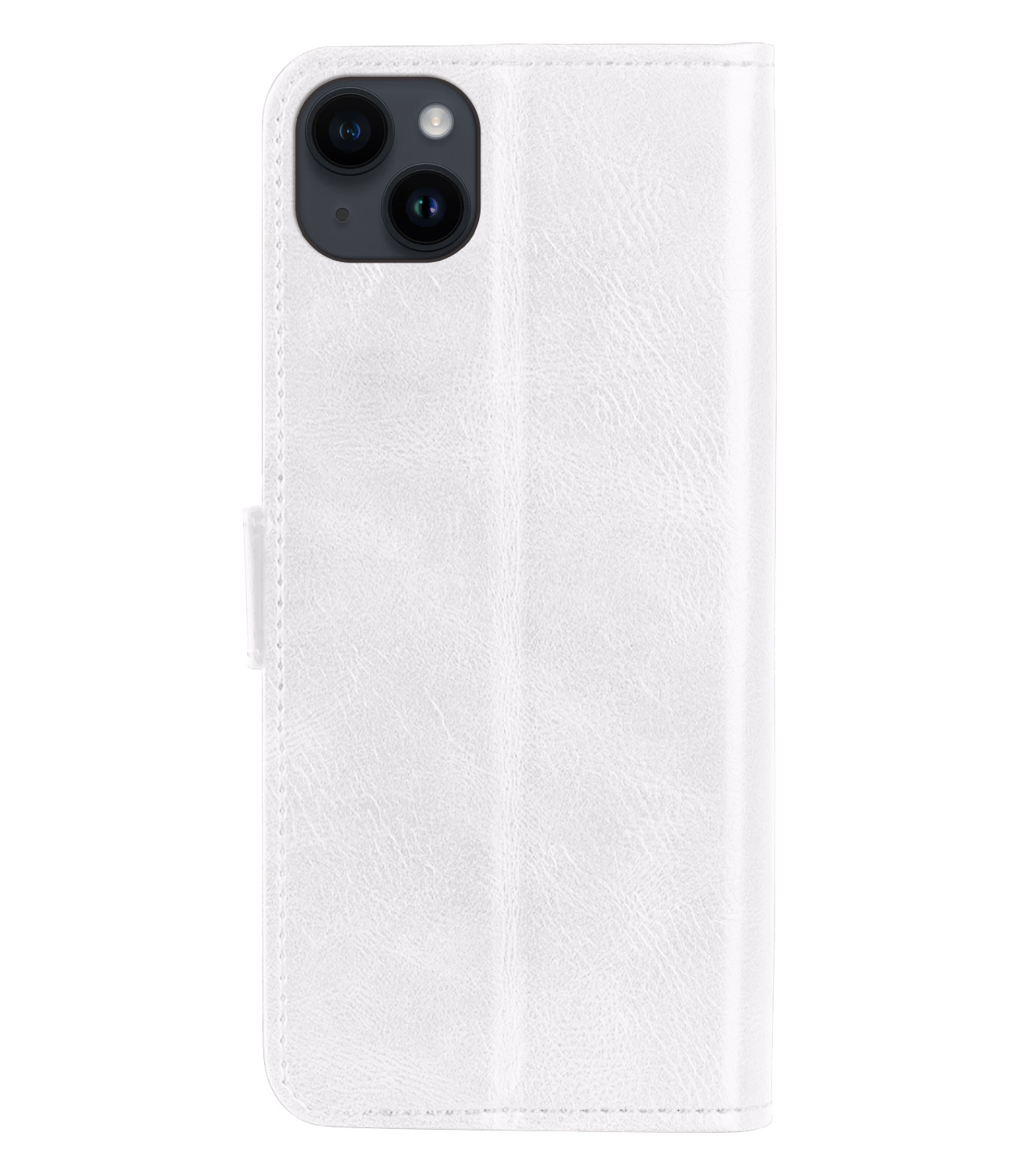 Nomfy Hoesje Geschikt voor iPhone 15 Hoes Bookcase Flipcase Book Cover Met 2x Screenprotector - Hoes Geschikt voor iPhone 15 Hoesje Book Case - Wit