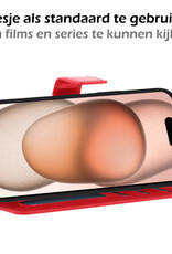 Nomfy Hoesje Geschikt voor iPhone 15 Plus Hoes Bookcase Flipcase Book Cover Met Screenprotector - Hoes Geschikt voor iPhone 15 Plus Hoesje Book Case - Rood