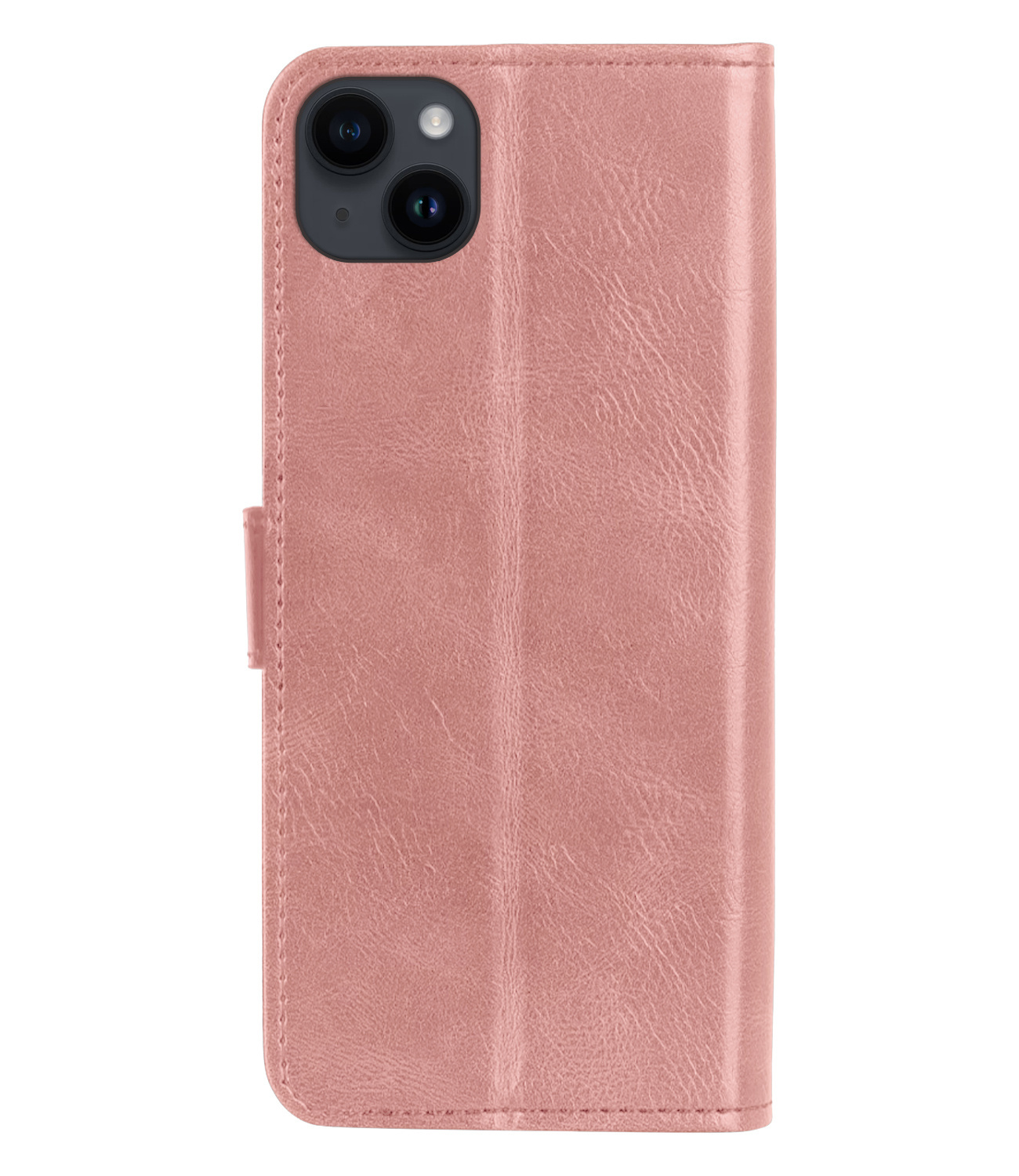 Nomfy Hoesje Geschikt voor iPhone 15 Plus Hoes Bookcase Flipcase Book Cover Met Screenprotector - Hoes Geschikt voor iPhone 15 Plus Hoesje Book Case - Rosé goud