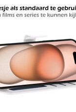 Nomfy Hoesje Geschikt voor iPhone 15 Plus Hoes Bookcase Flipcase Book Cover Met Screenprotector - Hoes Geschikt voor iPhone 15 Plus Hoesje Book Case - Wit