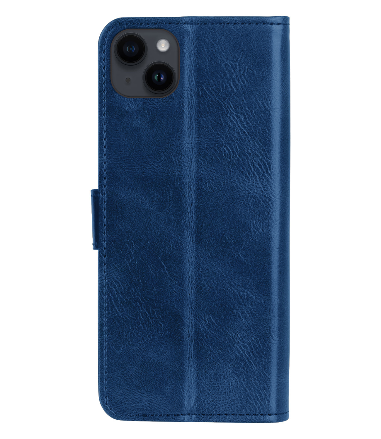 Nomfy Hoesje Geschikt voor iPhone 15 Plus Hoes Bookcase Flipcase Book Cover Met 2x Screenprotector - Hoes Geschikt voor iPhone 15 Plus Hoesje Book Case - Donkerblauw