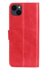 Nomfy Hoesje Geschikt voor iPhone 15 Plus Hoes Bookcase Flipcase Book Cover Met 2x Screenprotector - Hoes Geschikt voor iPhone 15 Plus Hoesje Book Case - Rood