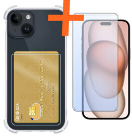 Nomfy Nomfy iPhone 15 Plus Hoesje Pashouder Met Screenprotector
