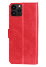 Nomfy Hoesje Geschikt voor iPhone 15 Pro Hoes Bookcase Flipcase Book Cover Met Screenprotector - Hoes Geschikt voor iPhone 15 Pro Hoesje Book Case - Rood