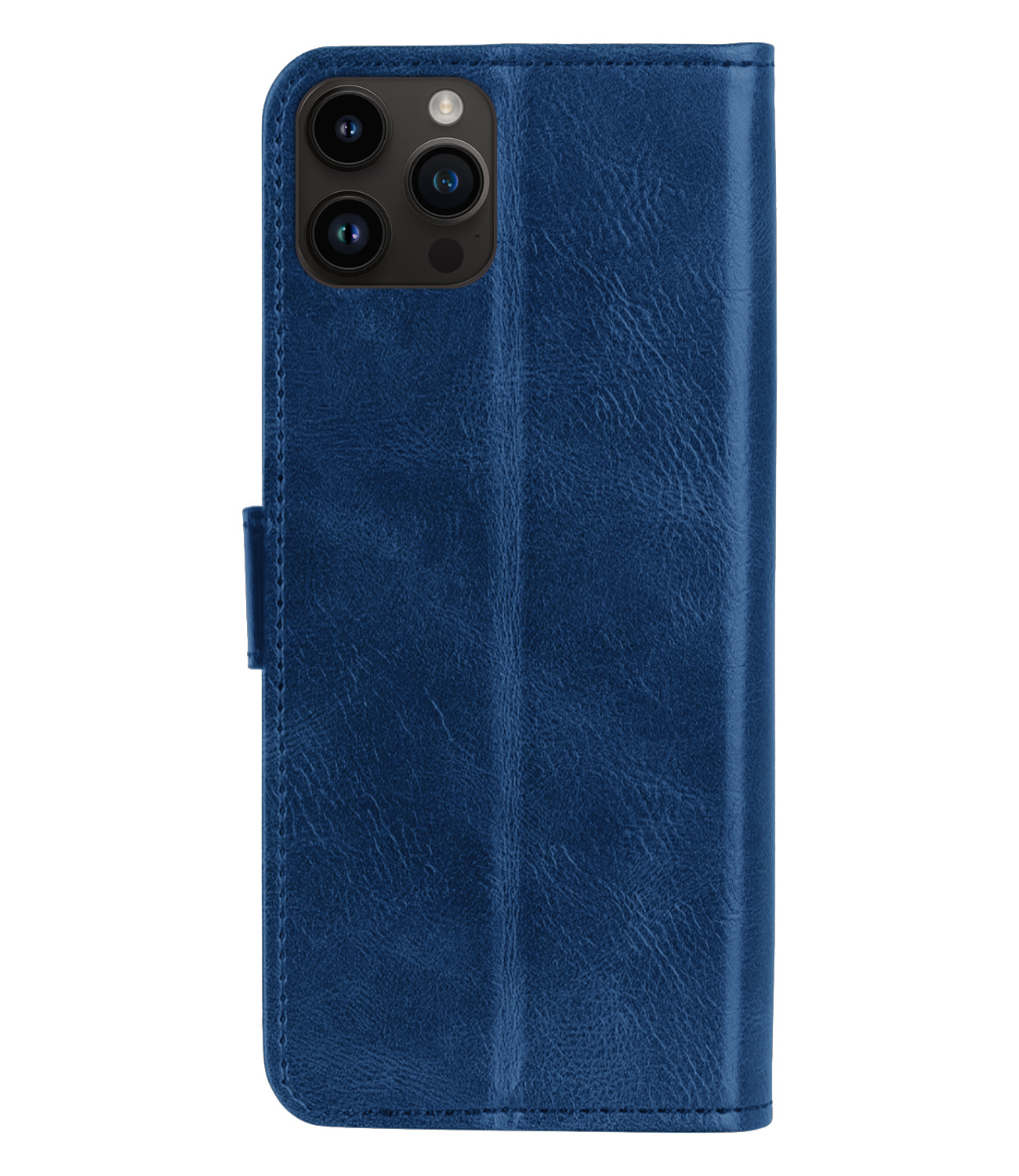 Nomfy Hoesje Geschikt voor iPhone 15 Pro Hoes Bookcase Flipcase Book Cover Met 2x Screenprotector - Hoes Geschikt voor iPhone 15 Pro Hoesje Book Case - Donkerblauw