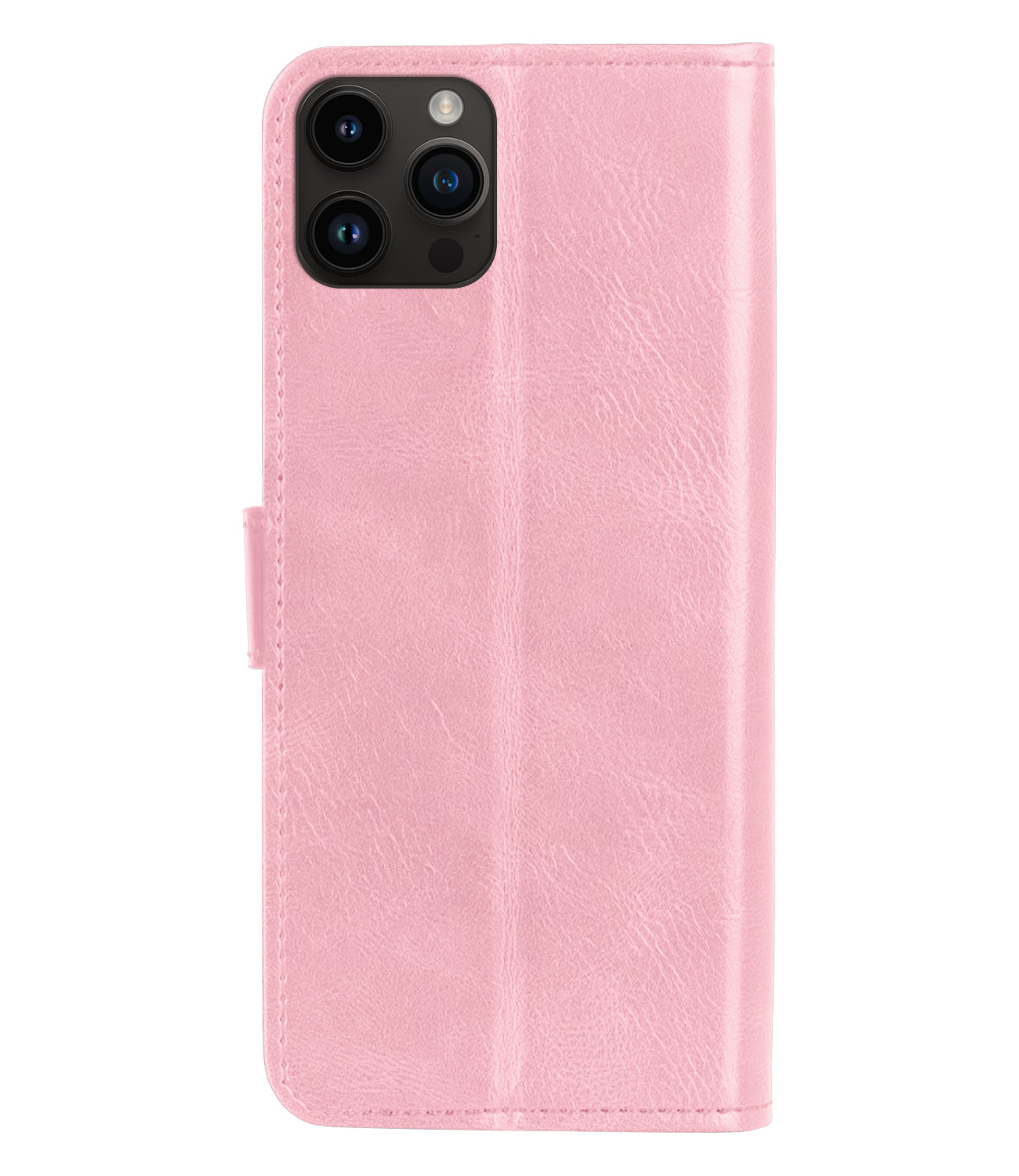 Nomfy Hoesje Geschikt voor iPhone 15 Pro Hoes Bookcase Flipcase Book Cover Met 2x Screenprotector - Hoes Geschikt voor iPhone 15 Pro Hoesje Book Case - Lichtroze