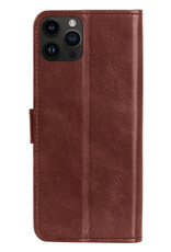 Nomfy Hoesje Geschikt voor iPhone 15 Pro Max Hoes Bookcase Flipcase Book Cover Met Screenprotector - Hoes Geschikt voor iPhone 15 Pro Max Hoesje Book Case - Bruin
