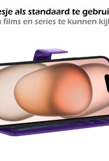 Nomfy Hoesje Geschikt voor iPhone 15 Pro Max Hoes Bookcase Flipcase Book Cover Met Screenprotector - Hoes Geschikt voor iPhone 15 Pro Max Hoesje Book Case - Paars