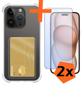 Nomfy Nomfy iPhone 15 Pro Max Hoesje Pashouder Met 2x Screenprotector