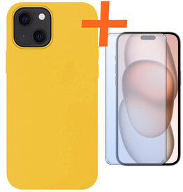 Nomfy Nomfy iPhone 15 Hoesje Siliconen Met Screenprotector - Geel
