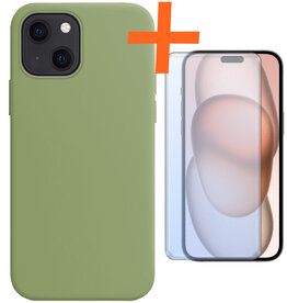Nomfy Nomfy iPhone 15 Hoesje Siliconen Met Screenprotector - Groen