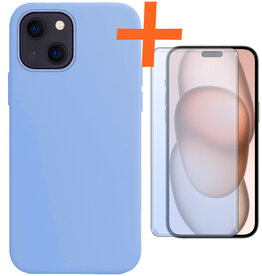 Nomfy Nomfy iPhone 15 Hoesje Siliconen Met Screenprotector - Lichtblauw