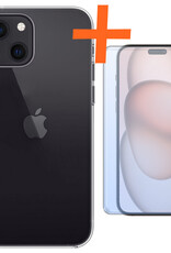 Nomfy Hoesje Geschikt voor iPhone 15 Hoesje Siliconen Cover Case Met Screenprotector - Hoes Geschikt voor iPhone 15 Hoes Back Case - Transparant