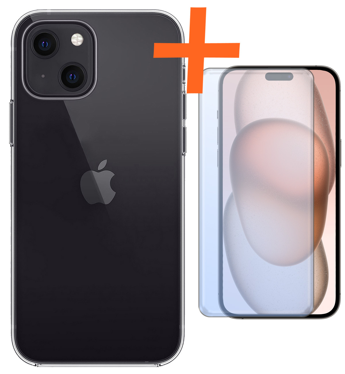 Nomfy Hoesje Geschikt voor iPhone 15 Hoesje Siliconen Cover Case Met Screenprotector - Hoes Geschikt voor iPhone 15 Hoes Back Case - Transparant