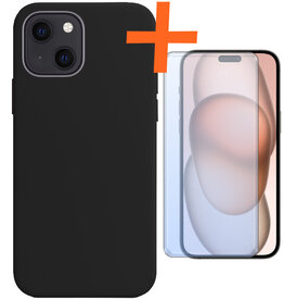 Nomfy Nomfy iPhone 15 Hoesje Siliconen Met Screenprotector - Zwart
